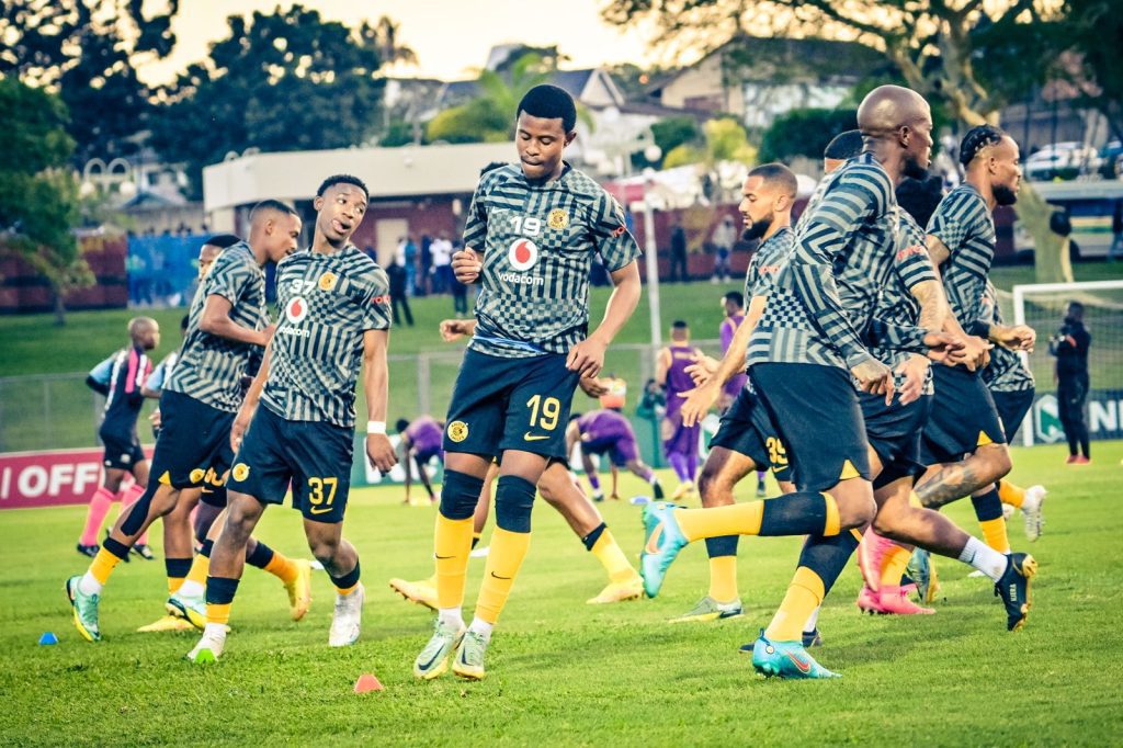 Kaizer Chiefs team warming up.