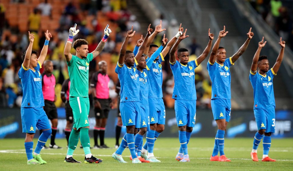 Mamelodi Sundowns team celebrating.