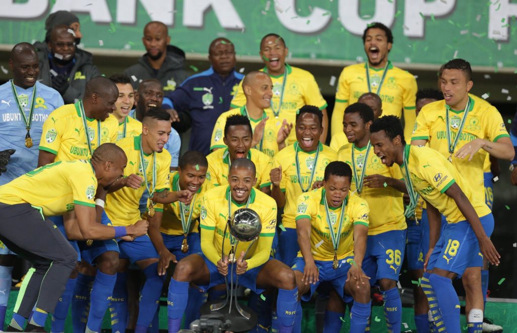 Sundowns celebrating Cup triumph