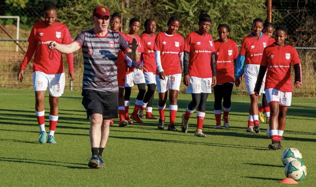 Peter James Butler taking Gaborone United players through their paces