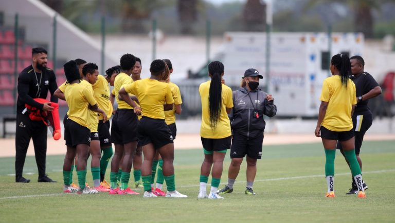 Banyana coach Desiree Ellis addressing her players