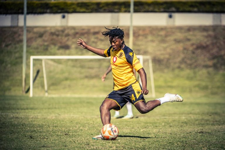 Kgaogelo Sekgota Kaizer Chiefs player Striking the ball