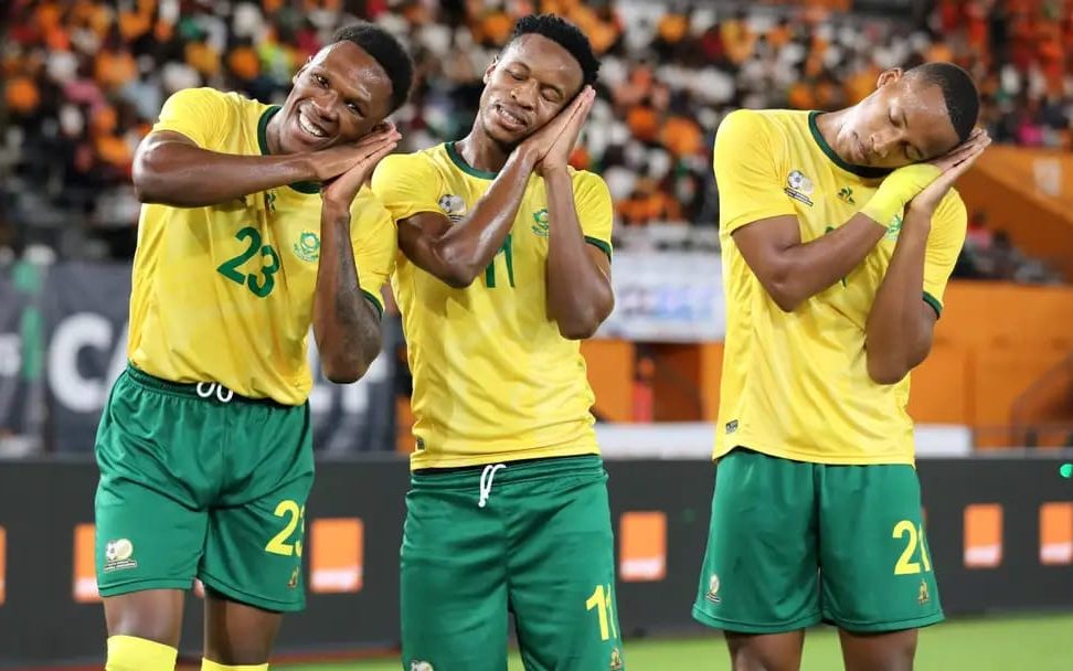 Bafana Bafana celebrating Zwane's goal