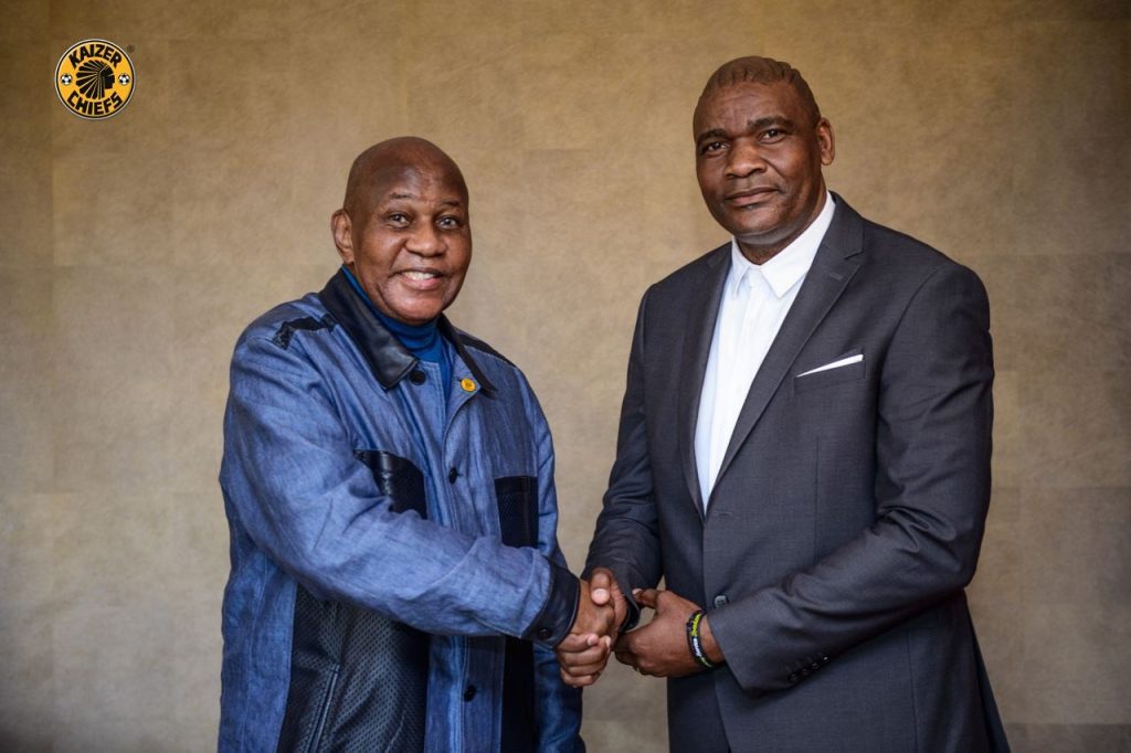 Kaizer Chiefs chairman Kaizer Motaung and head coach Molefi Ntseki