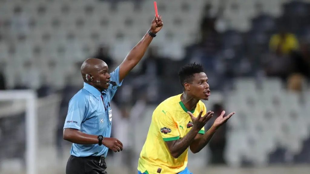 bongani Zungu after receiving a red card