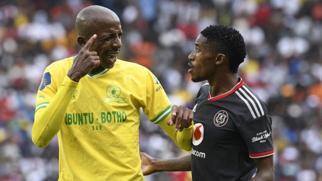 Sundowns right back Khuliso Mudau and Pirates winger