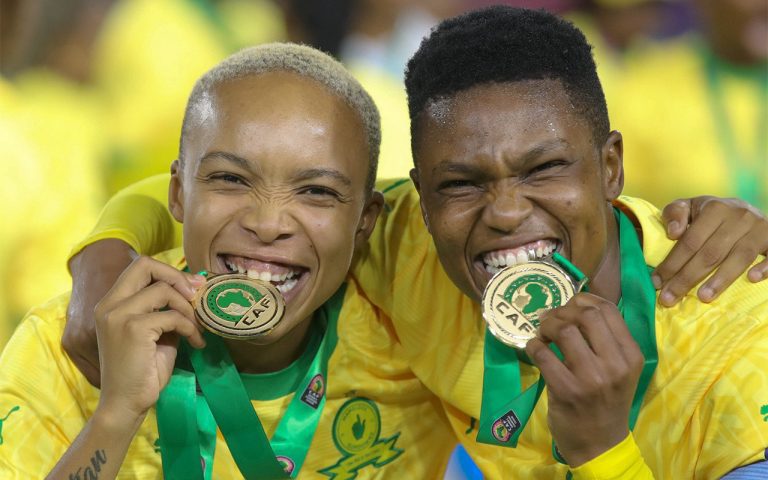 Sundowns players celebrating their recent CAF Women’s League title