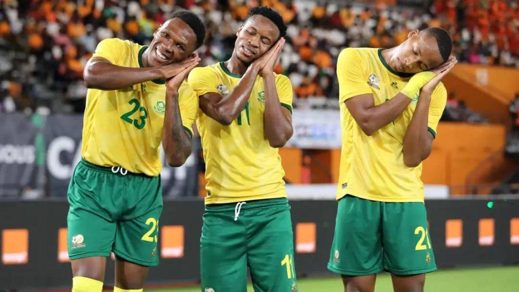 Bafana Bafana celebrating Zwane's goal