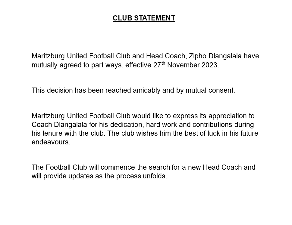 Maritzburg United statement