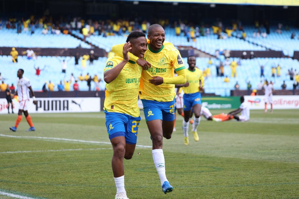 Ribeiro and Morena celebrate a Mamelodi Sundowns