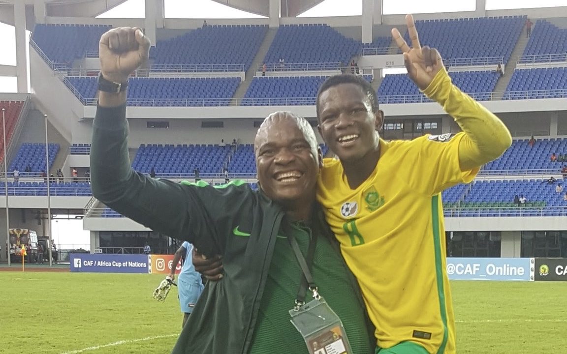 Sibongakonke Mbatha with former national Under 17 coach Molefi Ntseki