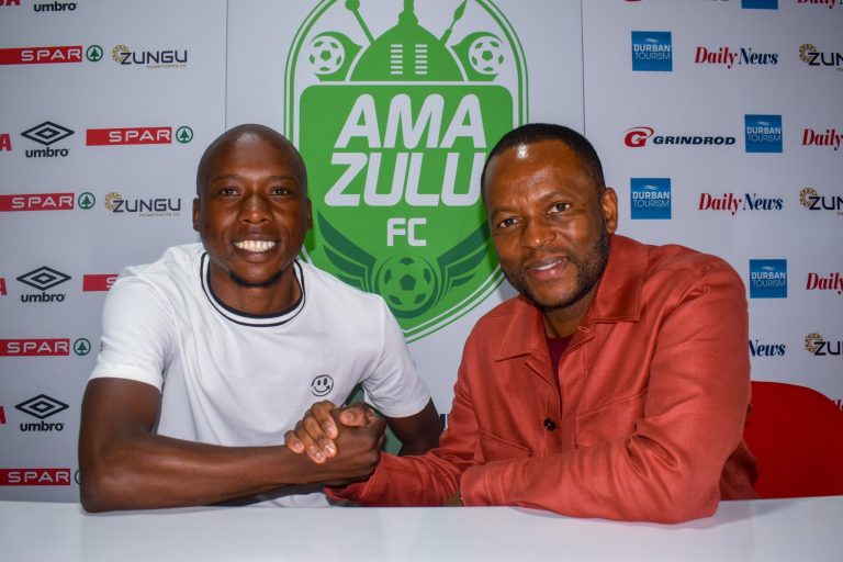 Ben Motshwari with AmaZulu president Sandile Zungu