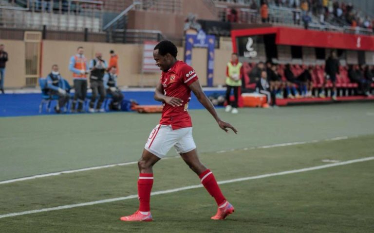 Al Ahly player Percy Tau playing football