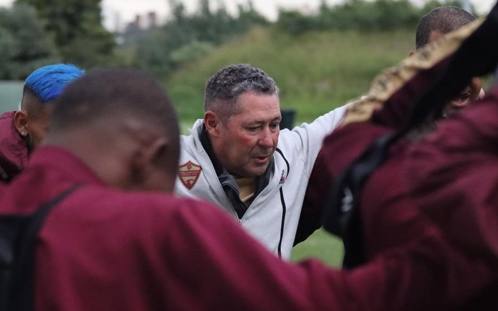 Steve Barker with his Stellenbosch FC players