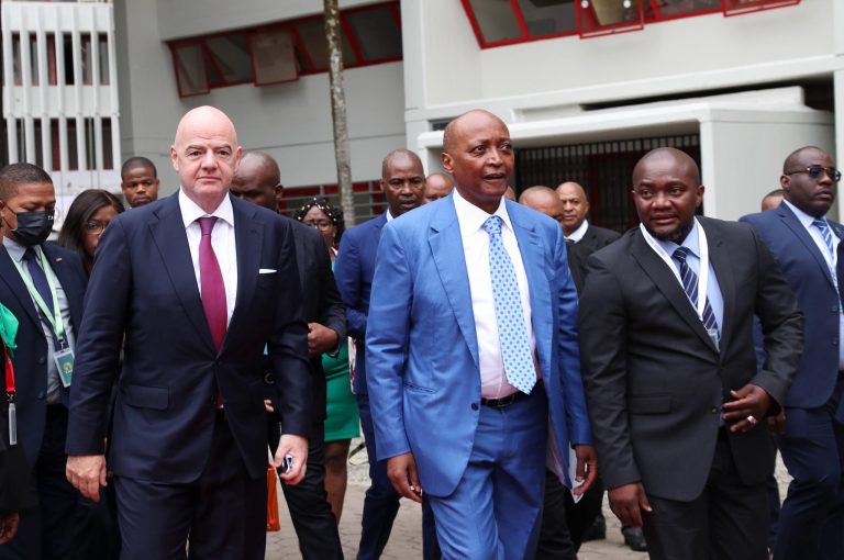 CAF boss Patrice Motsepe with FIFA president Gianni Infantino